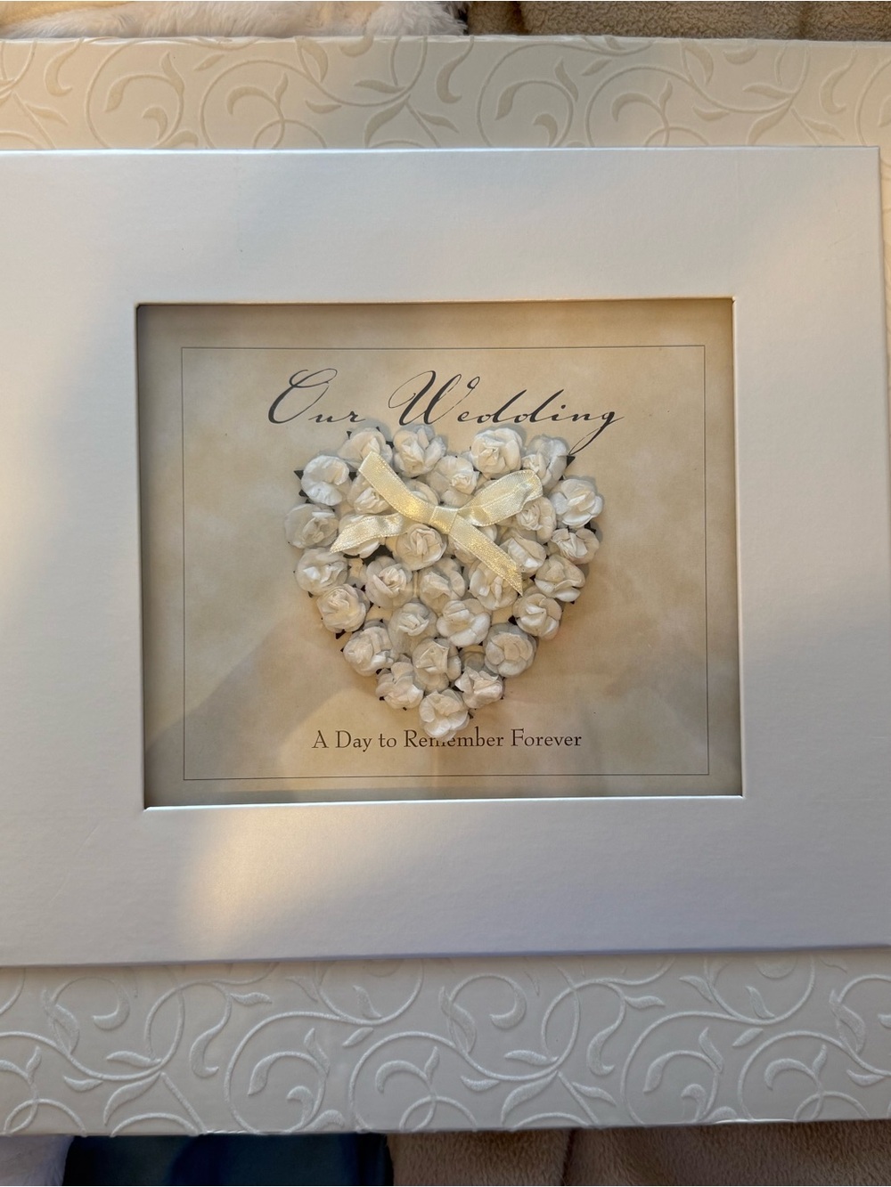 Scrapbook White Heart Wedding Shadowbox front